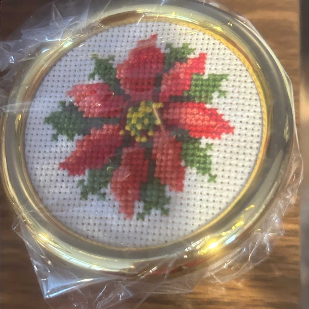 Festive Poinsettia Embroidered Music Box